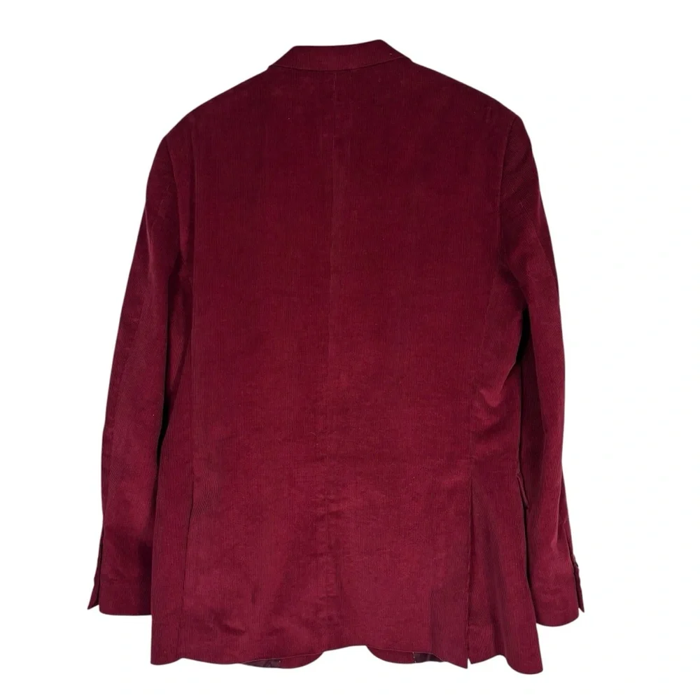 Tommy Hilfiger Sport Coat Mens Sz L42 Modern Fit Burgundy Corduroy Blazer Jacket